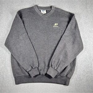 Lee Sport Vintage Purdue University V Neck Sweater Mens M Gray College Boilmaker